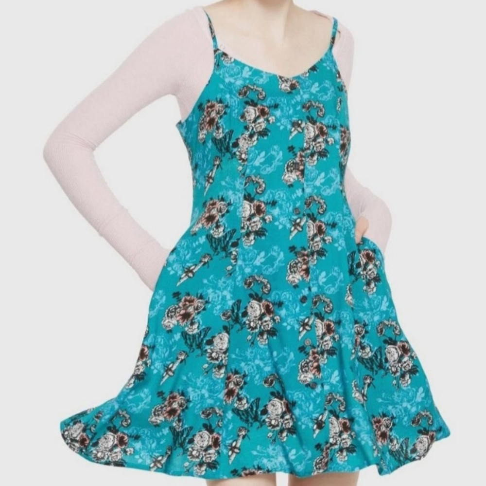 Sexy Button Down Electric Teal Dress